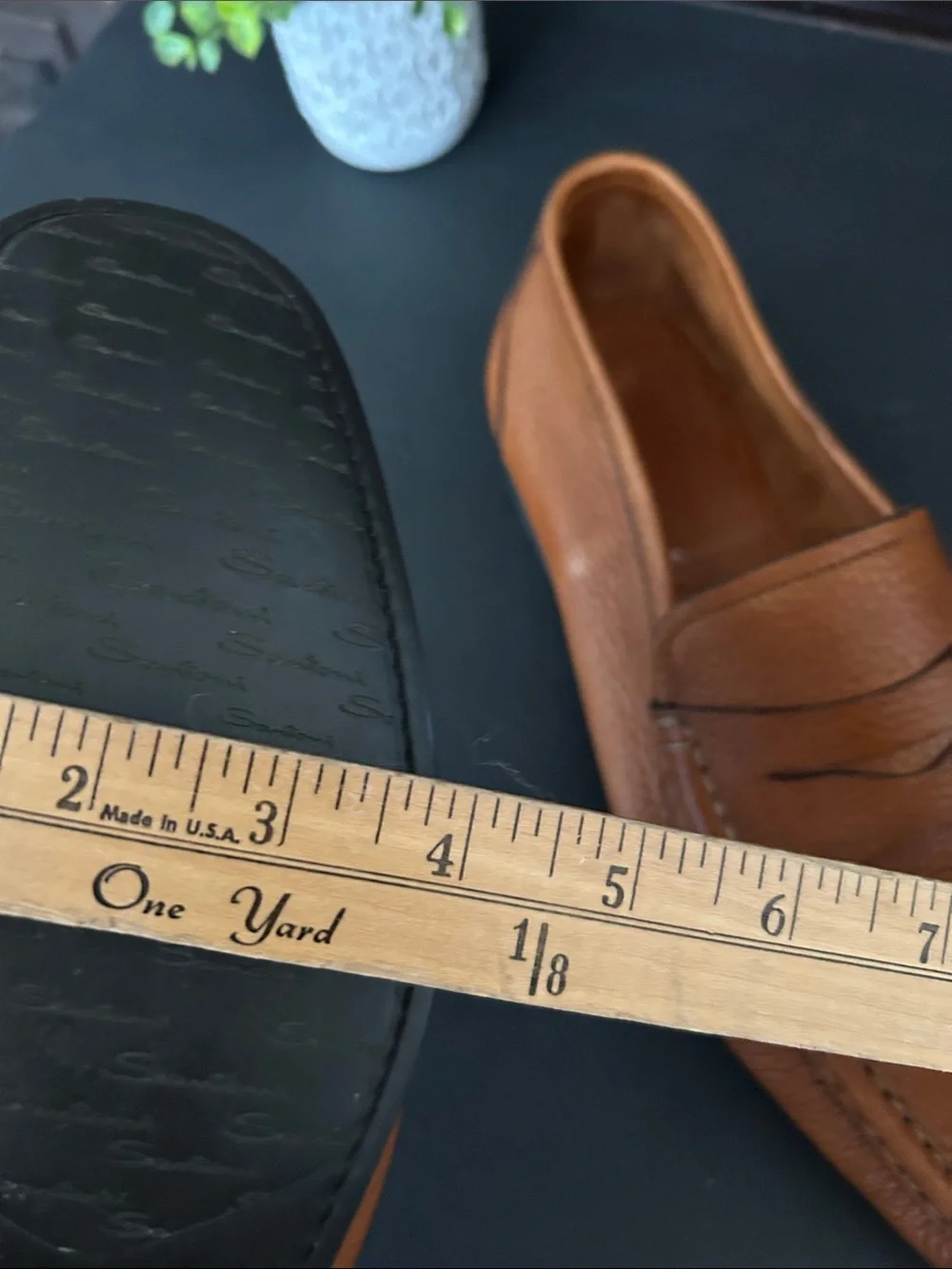 Santoni Men's Cognac Pebbled Leather Penny Loafers